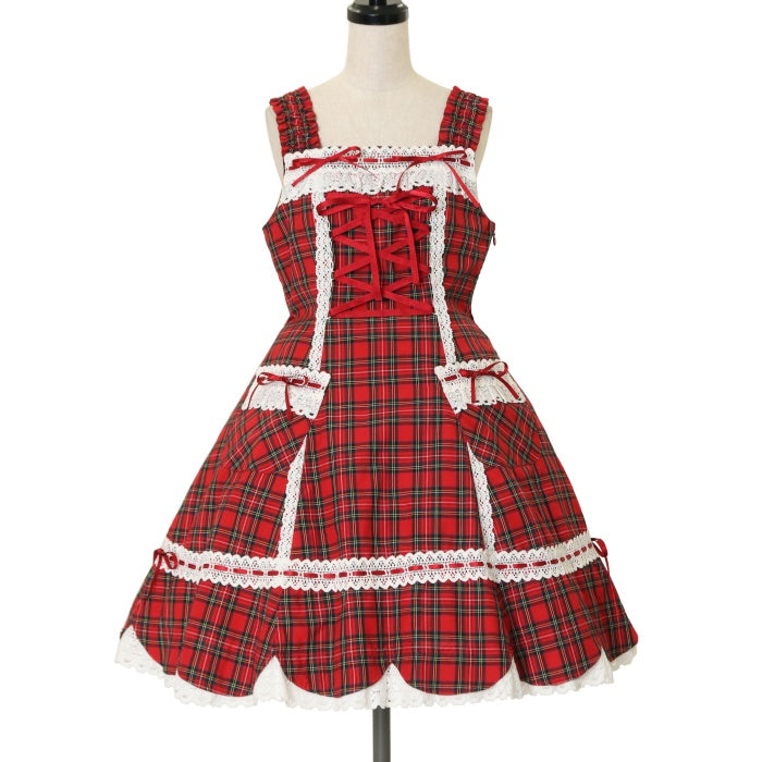 USED】裾スカラップタータンチェックジャンパースカート＆リボンコームセット | BABY, THE STARS SHINE BRIGHT  Wunderwelt Online Shop - Gothic & Lolita Second-hand Clothing