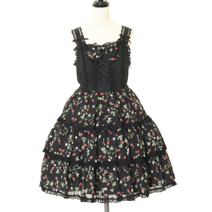 USED】いちごシフォン3段フリルジャンパースカート | Angelic Pretty | ロリータ ゴスロリブランド服・古着の通販はワンダーウェルト