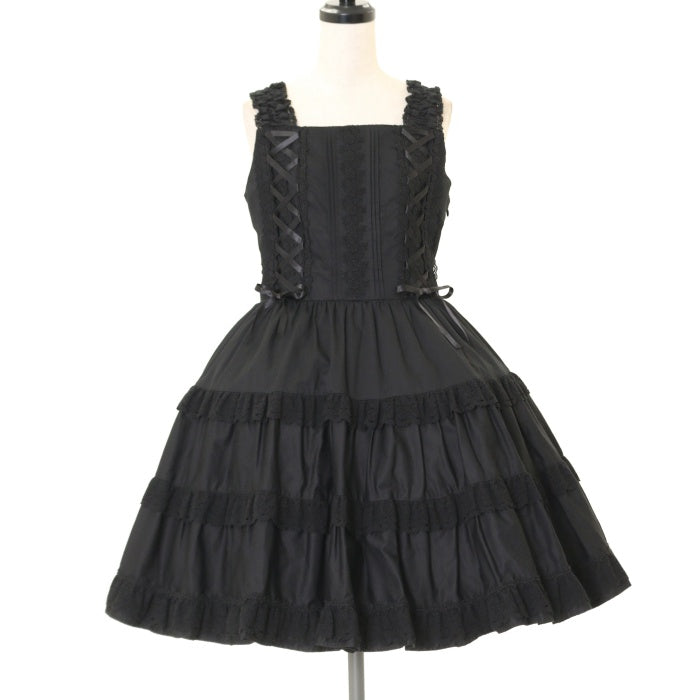 USED】ミルフィーユジャンパースカート（黒×黒） | BABY, THE STARS SHINE BRIGHT Wunderwelt Online  Shop - Gothic & Lolita Second-hand Clothing