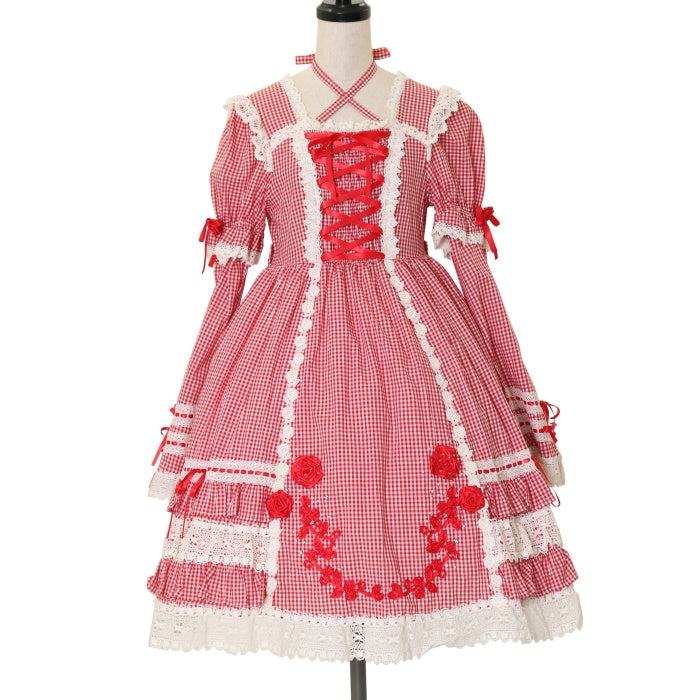 USED】ギンガムチェック巻きバラドールワンピース | BABY, THE STARS SHINE BRIGHT Wunderwelt Online  Shop - Gothic & Lolita Second-hand Clothing