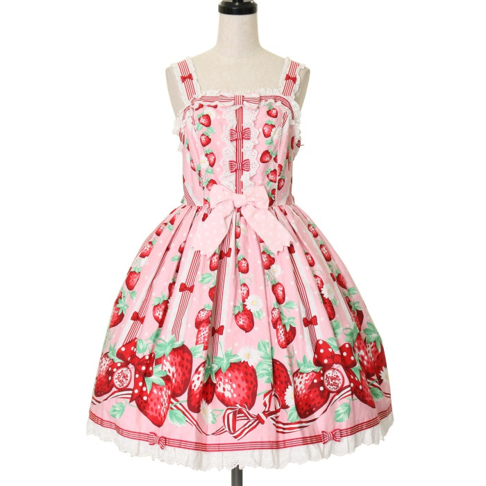 USED】摘みたていちごジャンパースカート | Angelic Pretty | ロリータ ゴスロリブランド服・古着の通販はワンダーウェルト