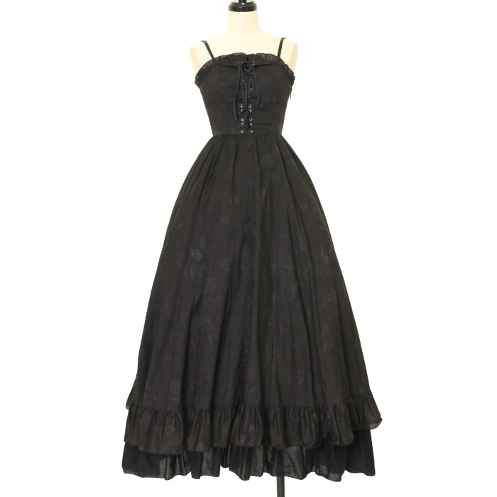 USED】【Mサイズ】オーナメント柄ロング編み上げジャンパースカート | BLACK PEACE NOW Wunderwelt Online Shop  - Gothic u0026 Lolita Second-hand Clothing
