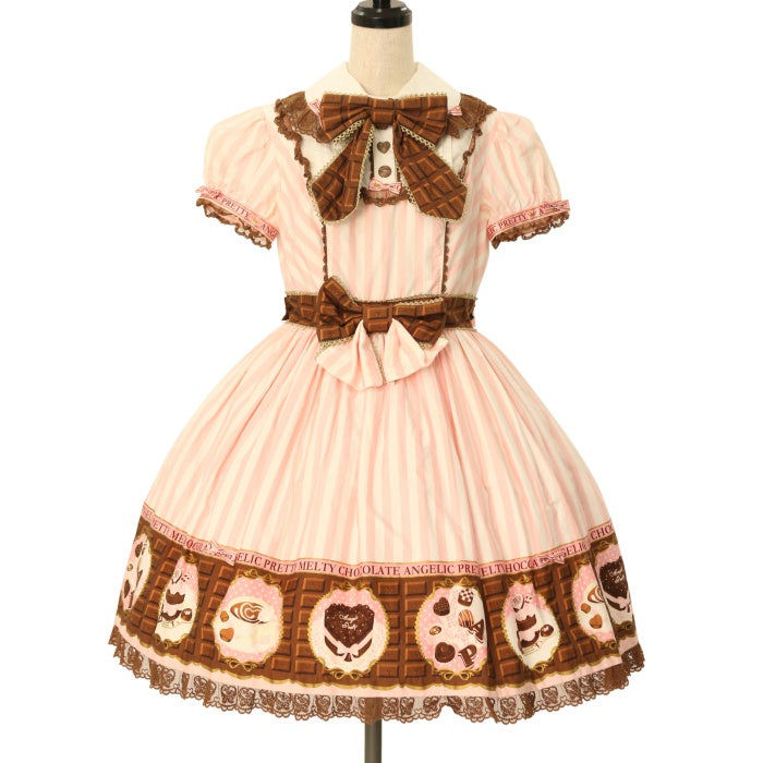 Angelic pretty Meltyチョコレート刺繍ボーダーオーバーニー - レッグ