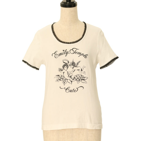 【USED】エンジェルラメプリントTシャツ | Emily Temple cute